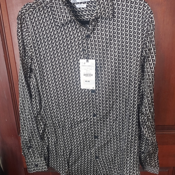 Zara Men's Bird Print Dressing Shirt Size Medium - Picture 6 of 8